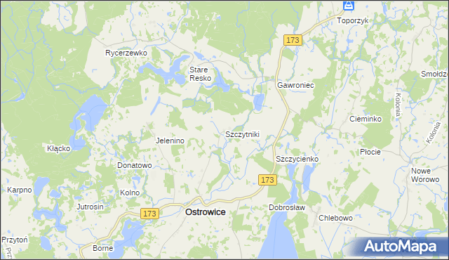 mapa Szczytniki gmina Ostrowice, Szczytniki gmina Ostrowice na mapie Targeo