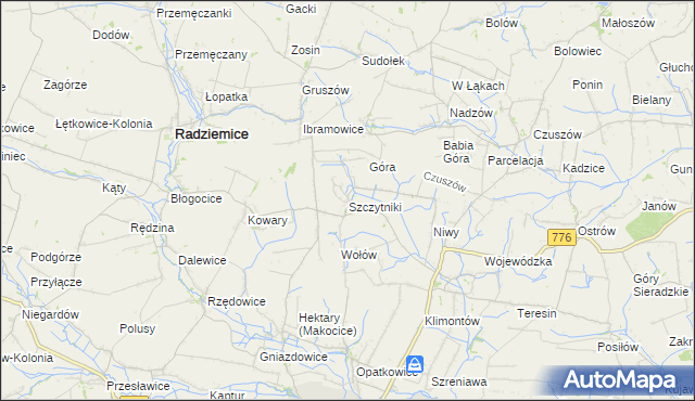 mapa Szczytniki gmina Proszowice, Szczytniki gmina Proszowice na mapie Targeo