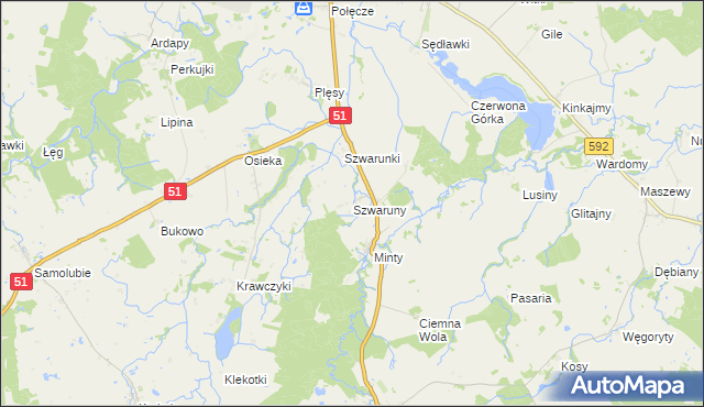 mapa Szwaruny, Szwaruny na mapie Targeo