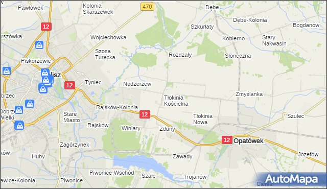 mapa Tłokinia Kościelna, Tłokinia Kościelna na mapie Targeo
