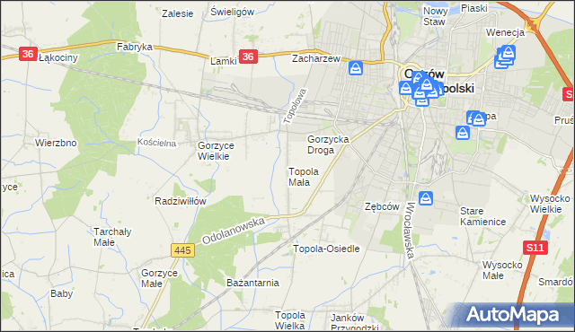 mapa Topola Mała, Topola Mała na mapie Targeo