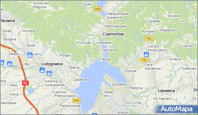 mapa Tresna, Tresna na mapie Targeo