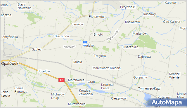 mapa Trzęsów gmina Szczytniki, Trzęsów gmina Szczytniki na mapie Targeo