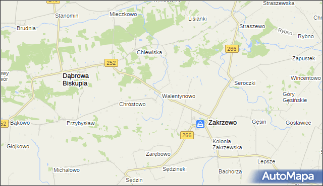 mapa Walentynowo gmina Dąbrowa Biskupia, Walentynowo gmina Dąbrowa Biskupia na mapie Targeo