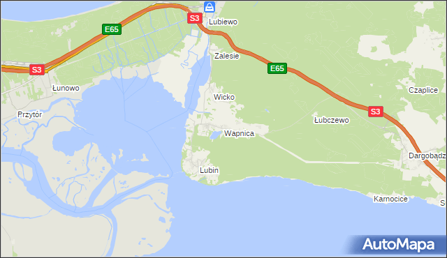 mapa Wapnica gmina Międzyzdroje, Wapnica gmina Międzyzdroje na mapie Targeo