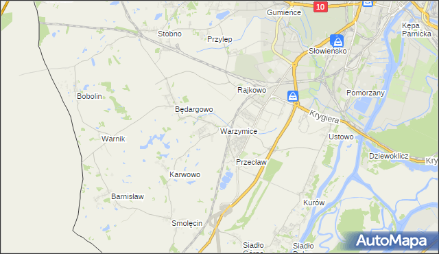 mapa Warzymice, Warzymice na mapie Targeo