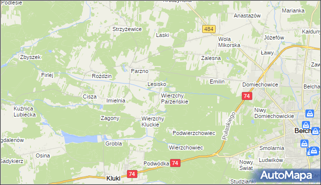 mapa Wierzchy Parzeńskie, Wierzchy Parzeńskie na mapie Targeo