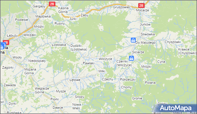 mapa Wilczyce gmina Dobra, Wilczyce gmina Dobra na mapie Targeo