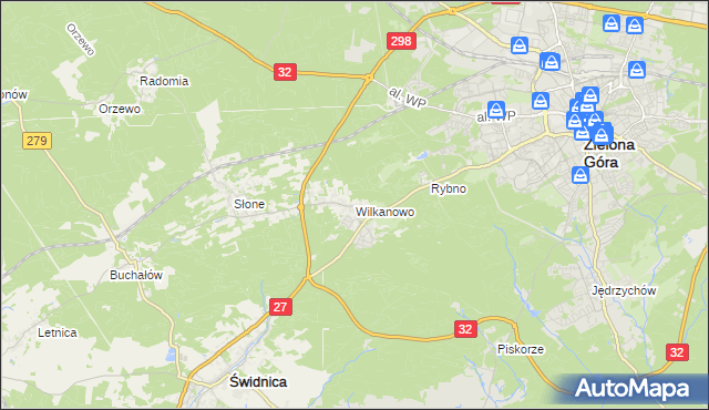 mapa Wilkanowo gmina Świdnica, Wilkanowo gmina Świdnica na mapie Targeo