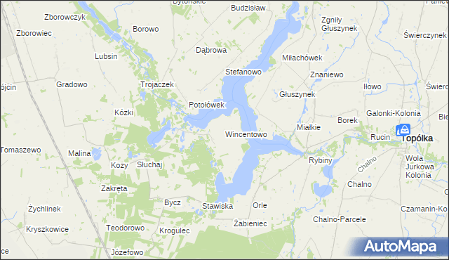 mapa Wincentowo gmina Piotrków Kujawski, Wincentowo gmina Piotrków Kujawski na mapie Targeo