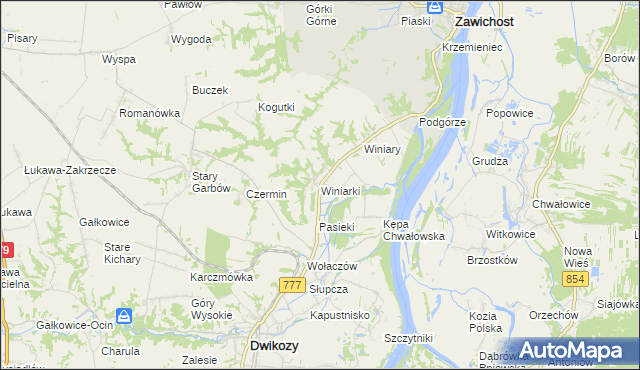 mapa Winiarki, Winiarki na mapie Targeo