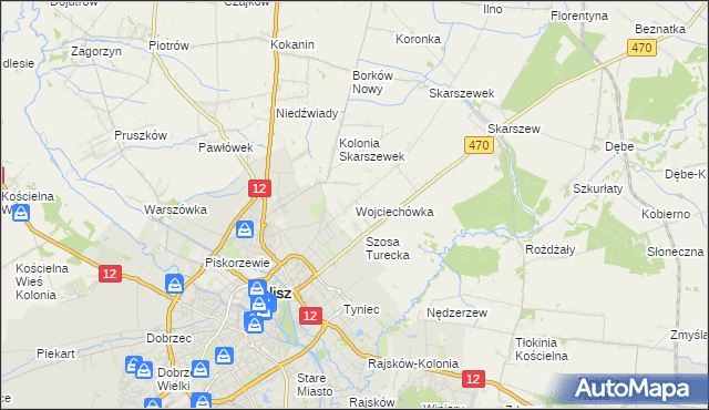 mapa Wojciechówka gmina Żelazków, Wojciechówka gmina Żelazków na mapie Targeo