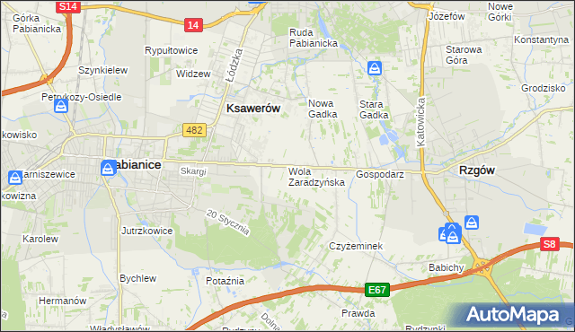 mapa Wola Zaradzyńska, Wola Zaradzyńska na mapie Targeo