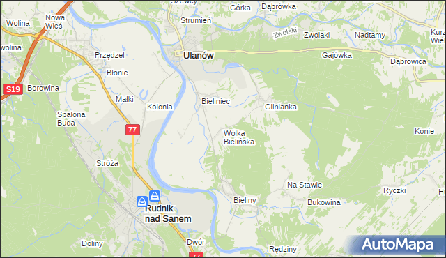 mapa Wólka Bielińska, Wólka Bielińska na mapie Targeo
