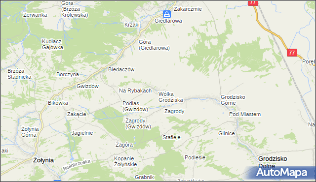 mapa Wólka Grodziska gmina Grodzisko Dolne, Wólka Grodziska gmina Grodzisko Dolne na mapie Targeo