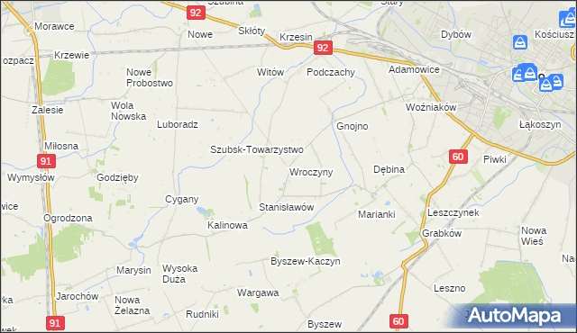 mapa Wroczyny, Wroczyny na mapie Targeo