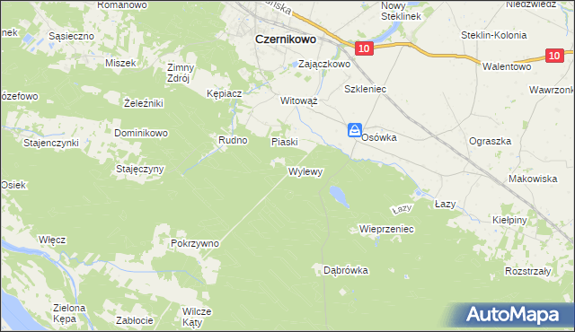mapa Wylewy, Wylewy na mapie Targeo