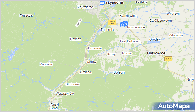 mapa Wymysłów gmina Borkowice, Wymysłów gmina Borkowice na mapie Targeo