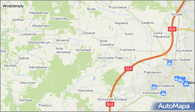 mapa Wymysłów-Piaski, Wymysłów-Piaski na mapie Targeo