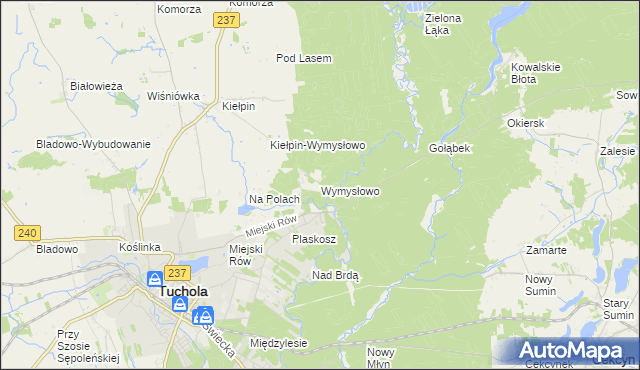 mapa Wymysłowo gmina Tuchola, Wymysłowo gmina Tuchola na mapie Targeo
