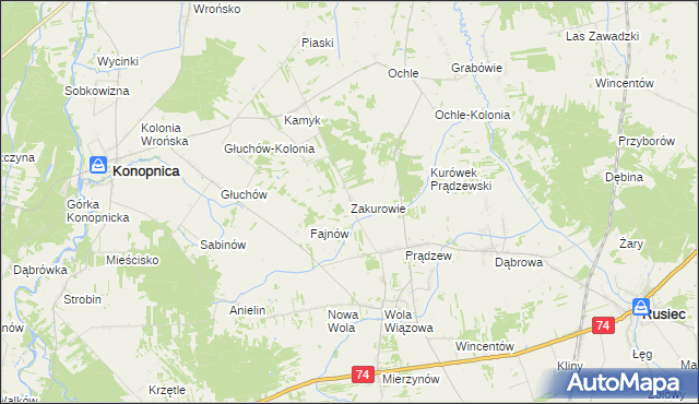 mapa Zakurowie, Zakurowie na mapie Targeo