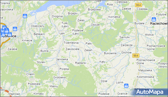 mapa Zasań, Zasań na mapie Targeo