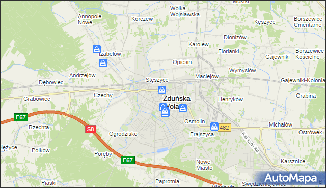 mapa Zduńska Wola, Zduńska Wola na mapie Targeo