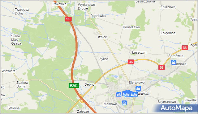 mapa Żylice gmina Rawicz, Żylice gmina Rawicz na mapie Targeo