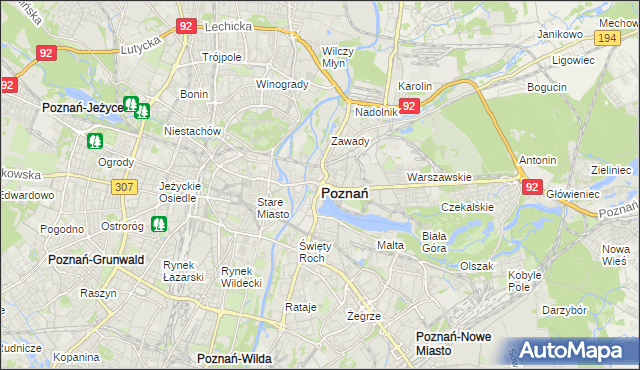 mapa Poznania, Poznań na mapie Targeo