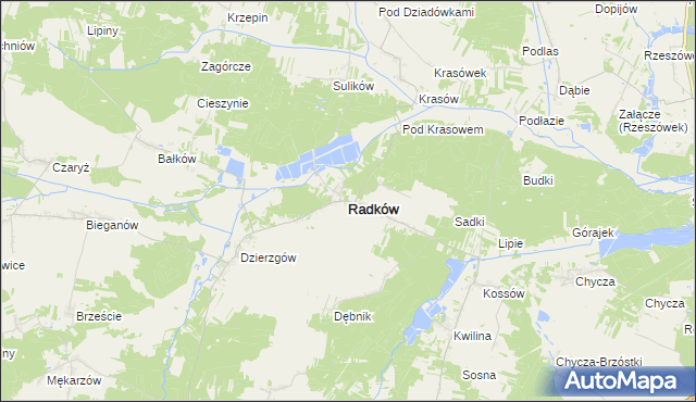 mapa Radków powiat włoszczowski, Radków powiat włoszczowski na mapie Targeo