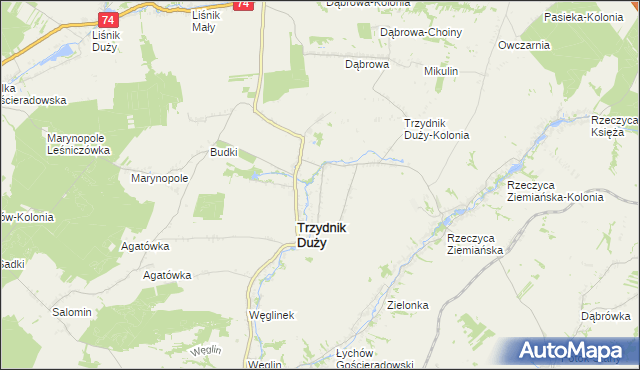 mapa Trzydnik Mały, Trzydnik Mały na mapie Targeo