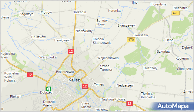 mapa Wojciechówka gmina Żelazków, Wojciechówka gmina Żelazków na mapie Targeo