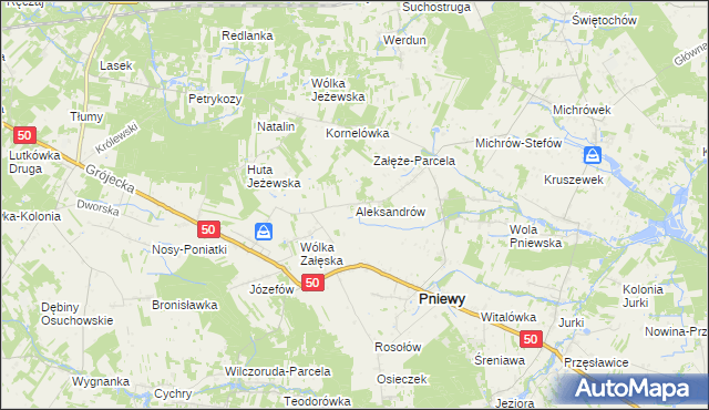 mapa Aleksandrów gmina Pniewy, Aleksandrów gmina Pniewy na mapie Targeo