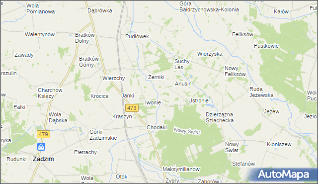 mapa Babiniec gmina Zadzim, Babiniec gmina Zadzim na mapie Targeo