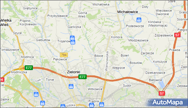 mapa Bibice, Bibice na mapie Targeo