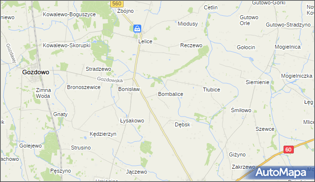 mapa Bombalice, Bombalice na mapie Targeo