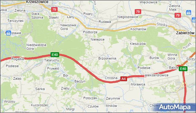mapa Brzoskwinia, Brzoskwinia na mapie Targeo