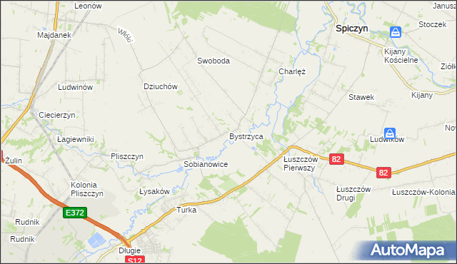 mapa Bystrzyca gmina Wólka, Bystrzyca gmina Wólka na mapie Targeo