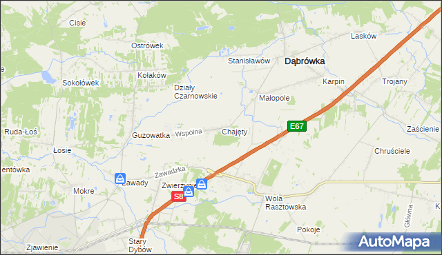 mapa Chajęty, Chajęty na mapie Targeo