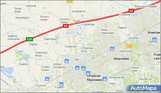 mapa Chrzanów Duży, Chrzanów Duży na mapie Targeo