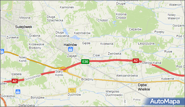 mapa Cisie gmina Halinów, Cisie gmina Halinów na mapie Targeo