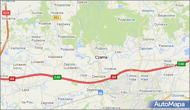 mapa Czarna powiat łańcucki, Czarna powiat łańcucki na mapie Targeo