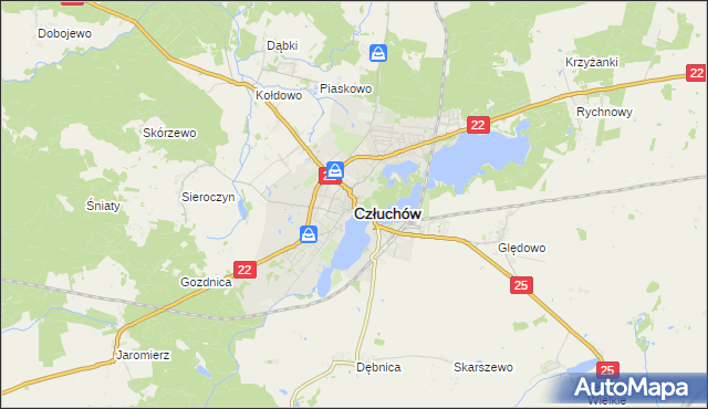 mapa Człuchów, Człuchów na mapie Targeo