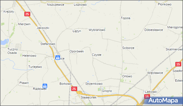 mapa Czyste gmina Inowrocław, Czyste gmina Inowrocław na mapie Targeo