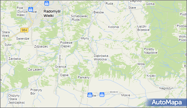 mapa Dąbrówka Wisłocka, Dąbrówka Wisłocka na mapie Targeo