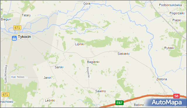 mapa Dobki gmina Tykocin, Dobki gmina Tykocin na mapie Targeo