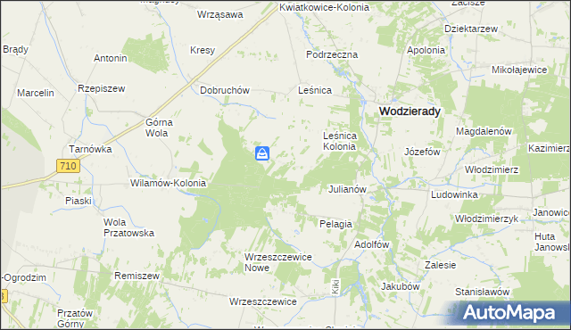 mapa Dobków gmina Wodzierady, Dobków gmina Wodzierady na mapie Targeo
