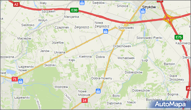 mapa Dobra gmina Stryków, Dobra gmina Stryków na mapie Targeo