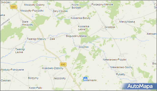 mapa Drochlin gmina Grodzisk, Drochlin gmina Grodzisk na mapie Targeo