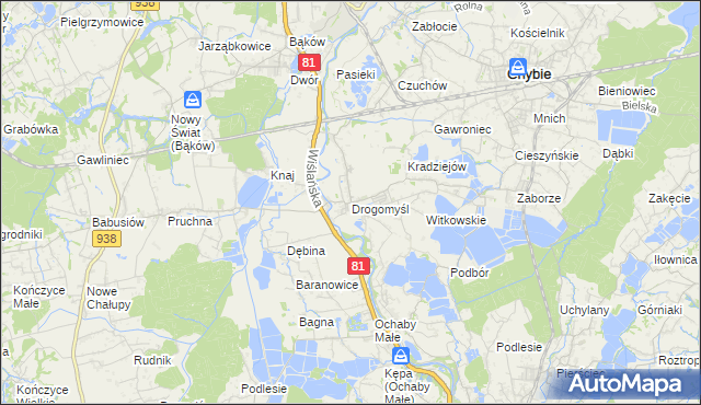 mapa Drogomyśl, Drogomyśl na mapie Targeo